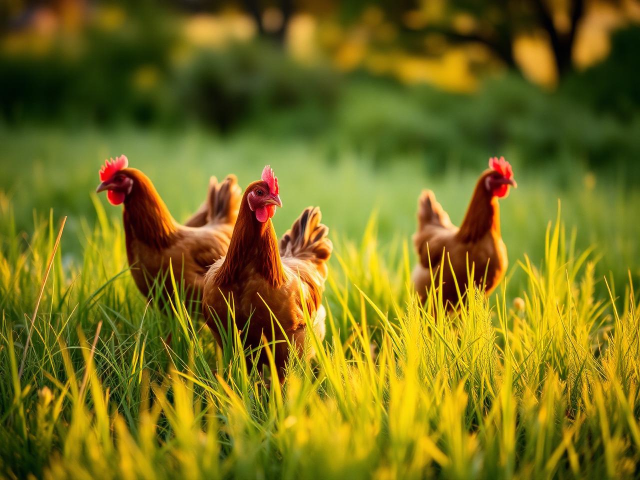 Pastured Freedom Ranger heritage chickens on native grass